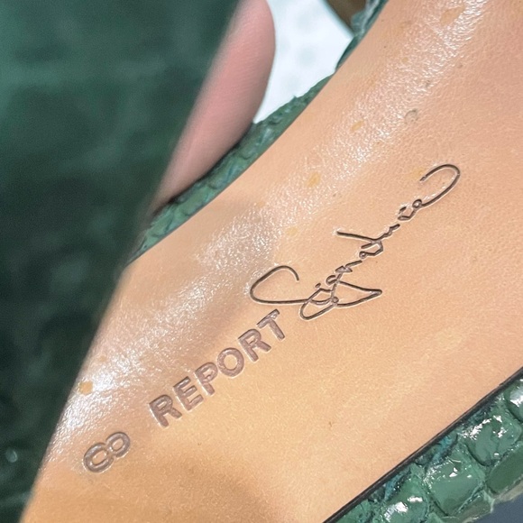 [8]🐊Killer Crocodile Peep Toe Heel | Women’s|Report Signature| Snakeskin Green - Picture 9 of 11
